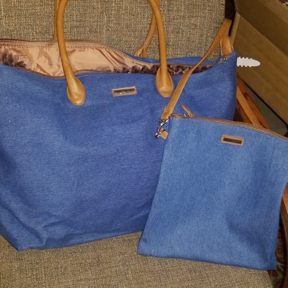 Longaberger Handbags - *bundle* Longaberger Denim-like weekender bag set